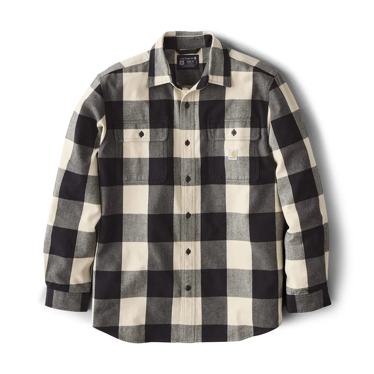 Men's Loose Fit Heavy Weight Flannel Long Sleeve Plaid Shirt 1