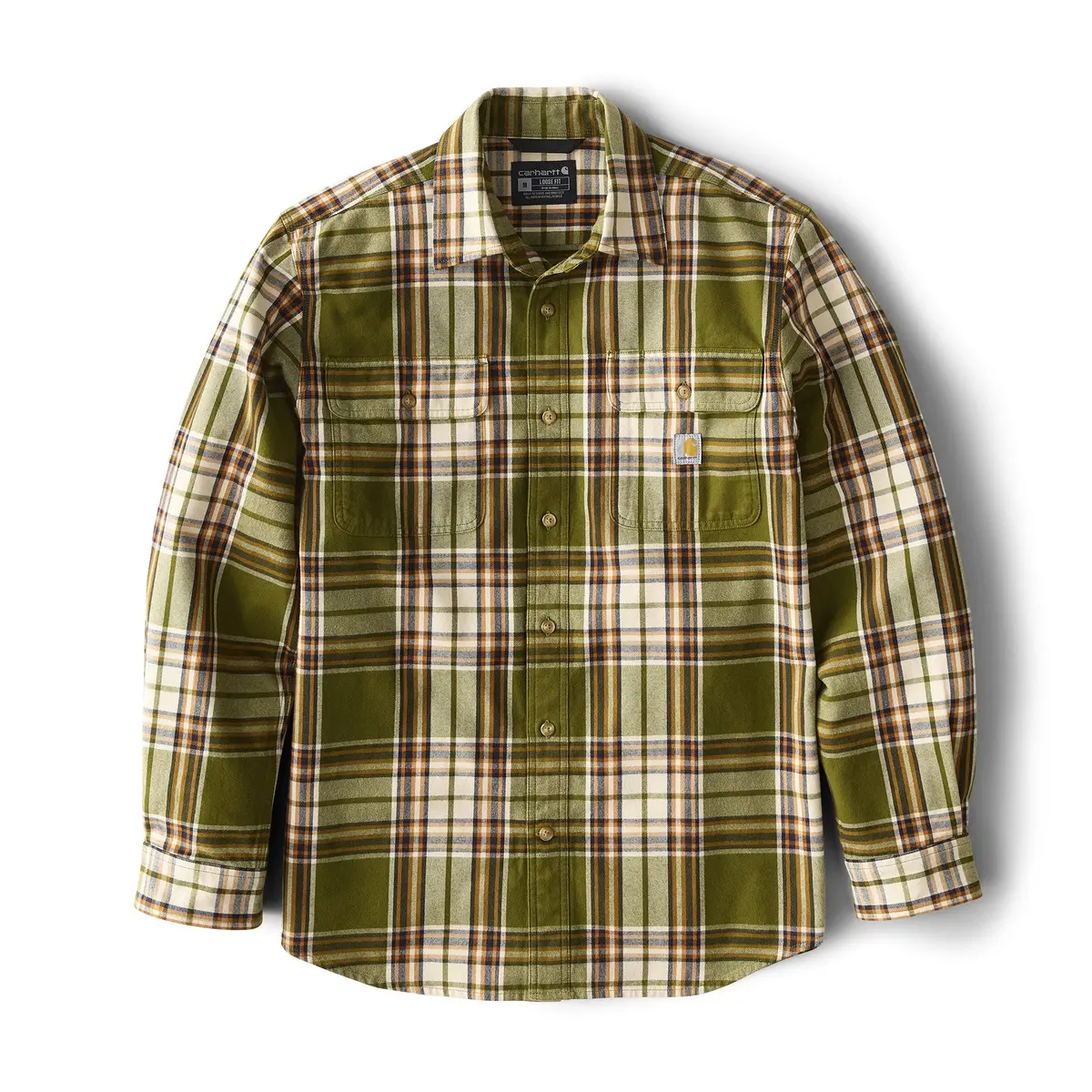 Men's Loose Fit Heavy Weight Flannel Long Sleeve Plaid Shirt 1