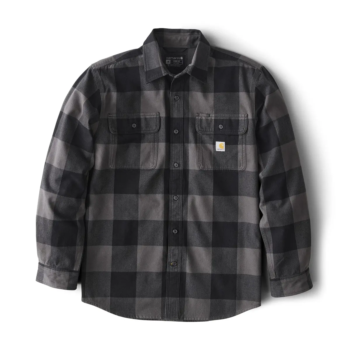 Men's Loose Fit Heavy Weight Flannel Long Sleeve Plaid Shirt 1
