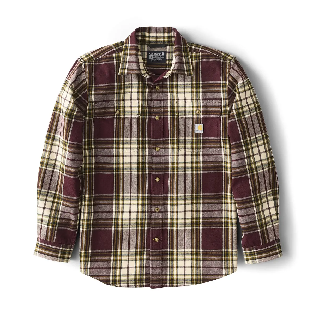 Men's Loose Fit Heavy Weight Flannel Long Sleeve Plaid Shirt - Big 1