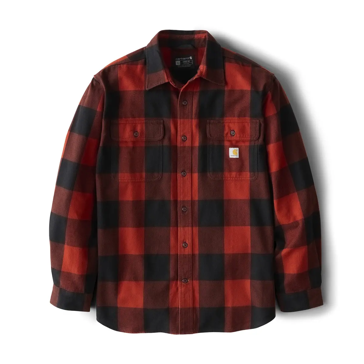 Men's Loose Fit Heavy Weight Flannel Long Sleeve Plaid Shirt 1