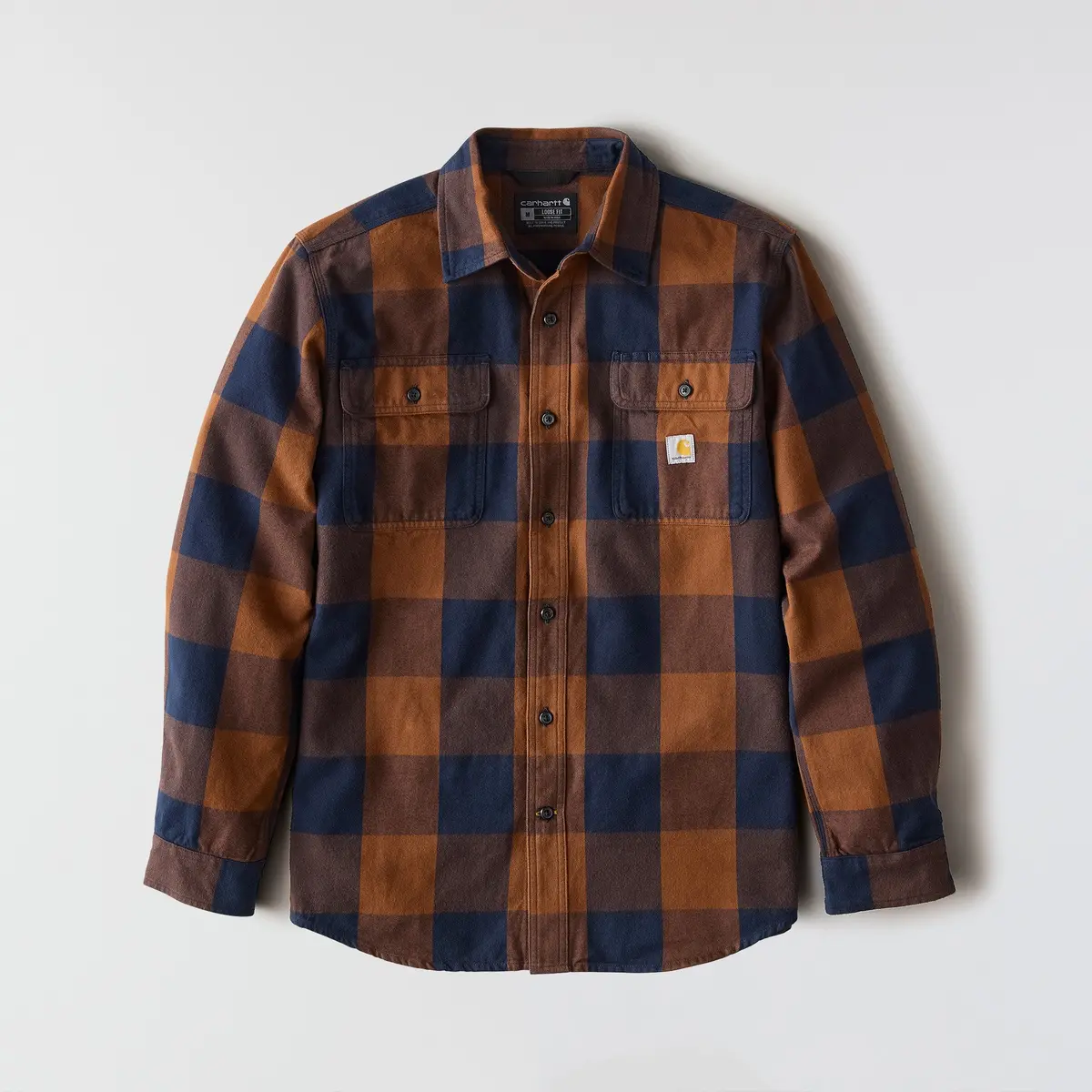 Men's Loose Fit Heavy Weight Flannel Long Sleeve Plaid Shirt - Big 1