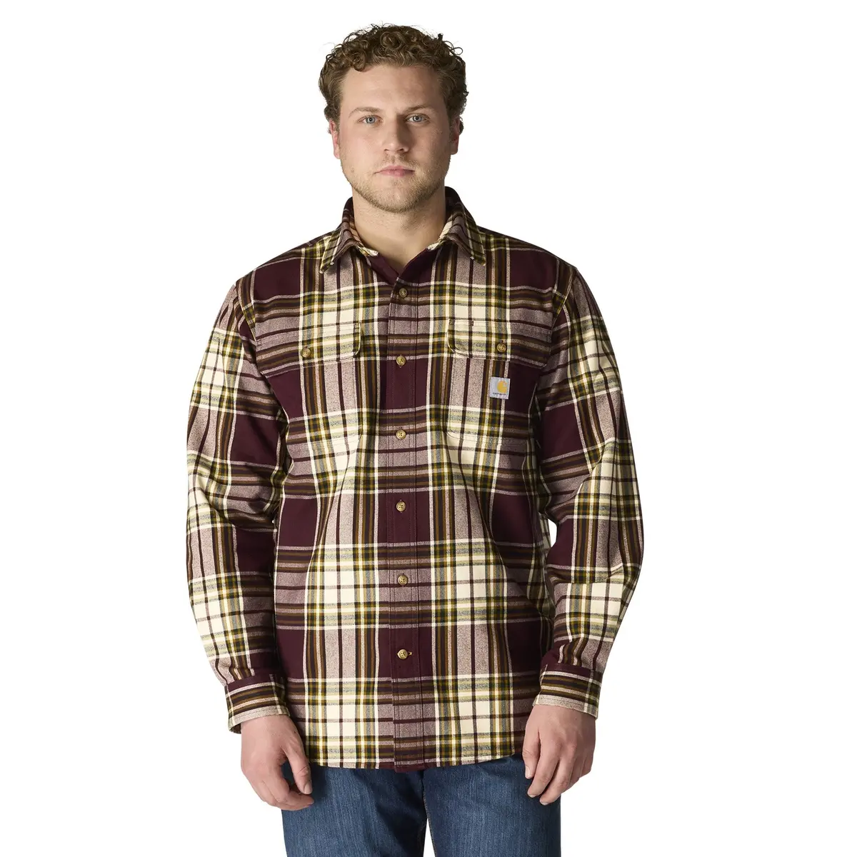 Men's Loose Fit Heavy Weight Flannel Long Sleeve Plaid Shirt - Tall 1
