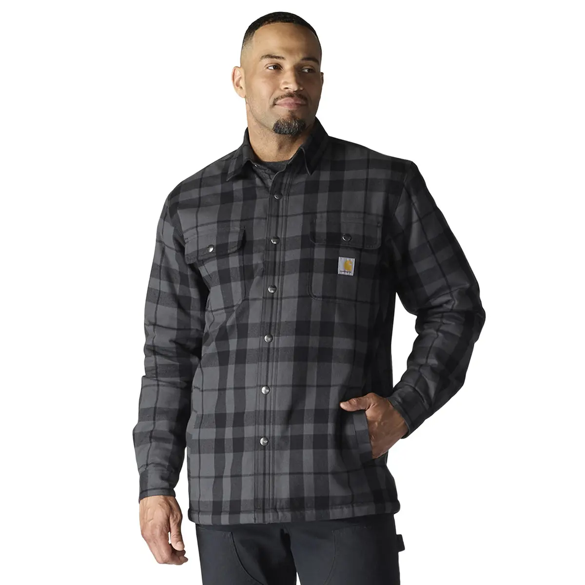 Men's Relaxed Fit Flannel Sherpa-Lined Shirt Jac 1