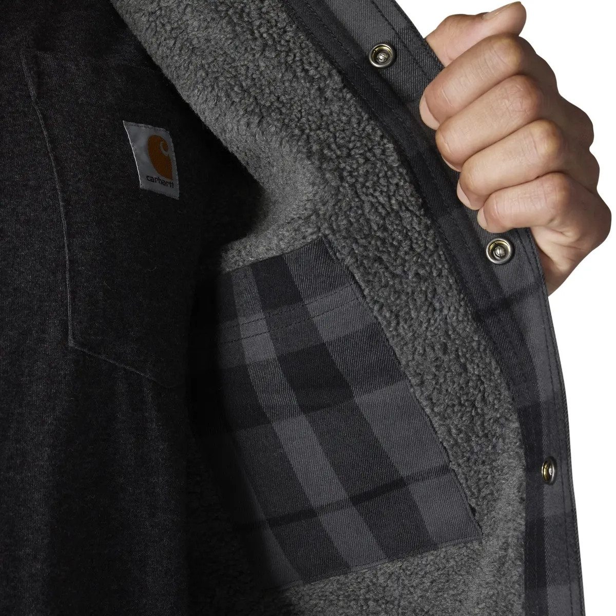 Men's Relaxed Fit Flannel Sherpa-Lined Shirt Jac 5