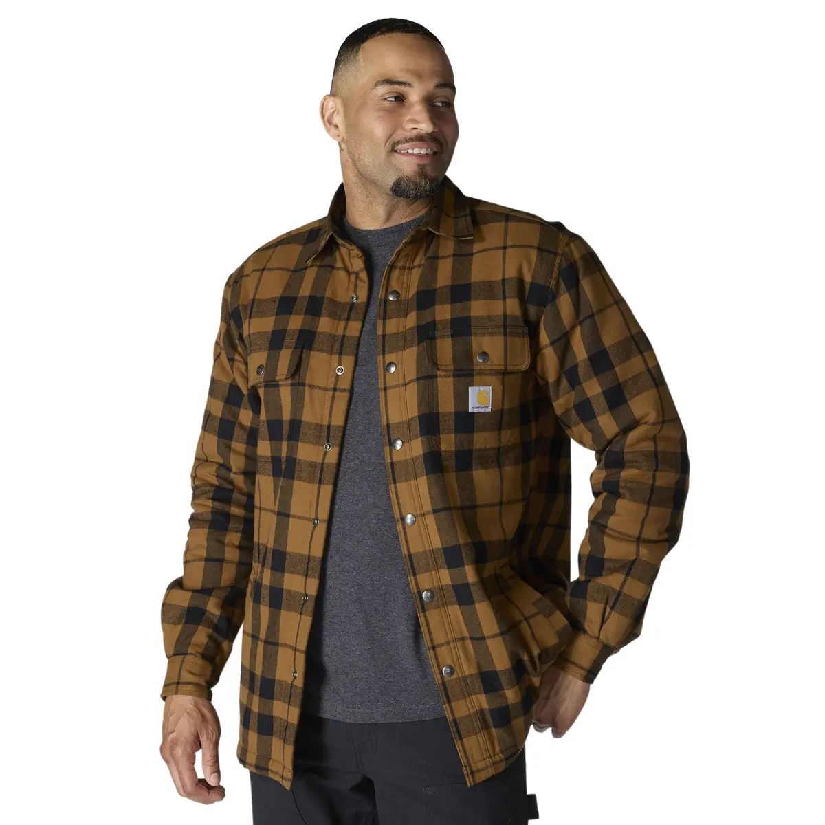 Men's Relaxed Fit Flannel Sherpa-Lined Shirt Jac 1