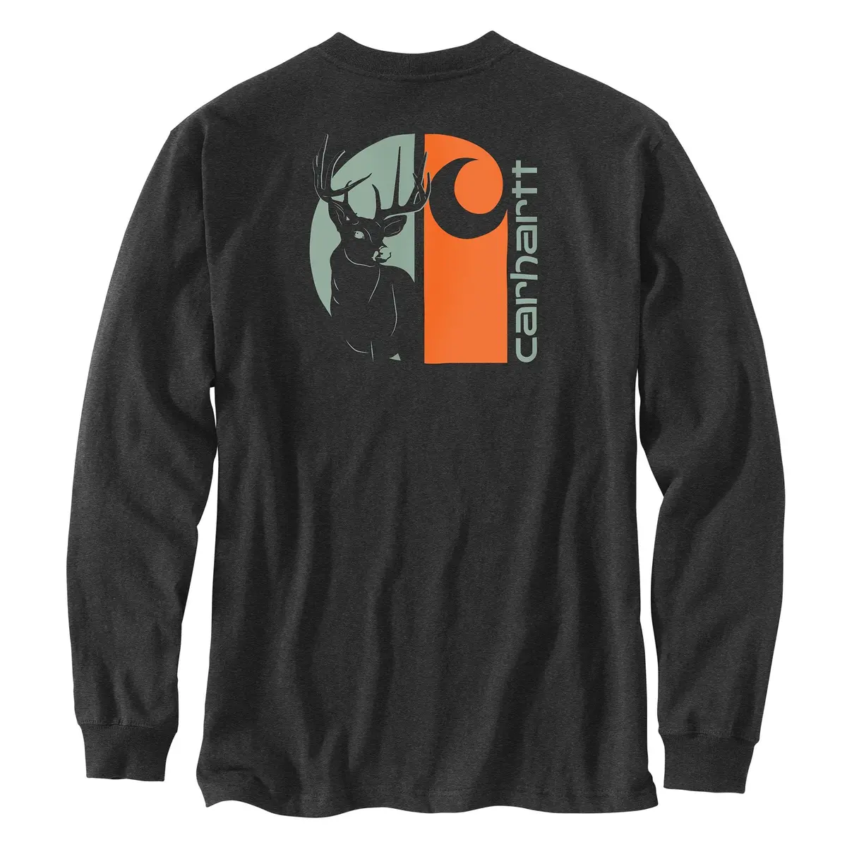 Men's Loose Fit Heavyweight Long Sleeve Deer Graphic Shirt 1