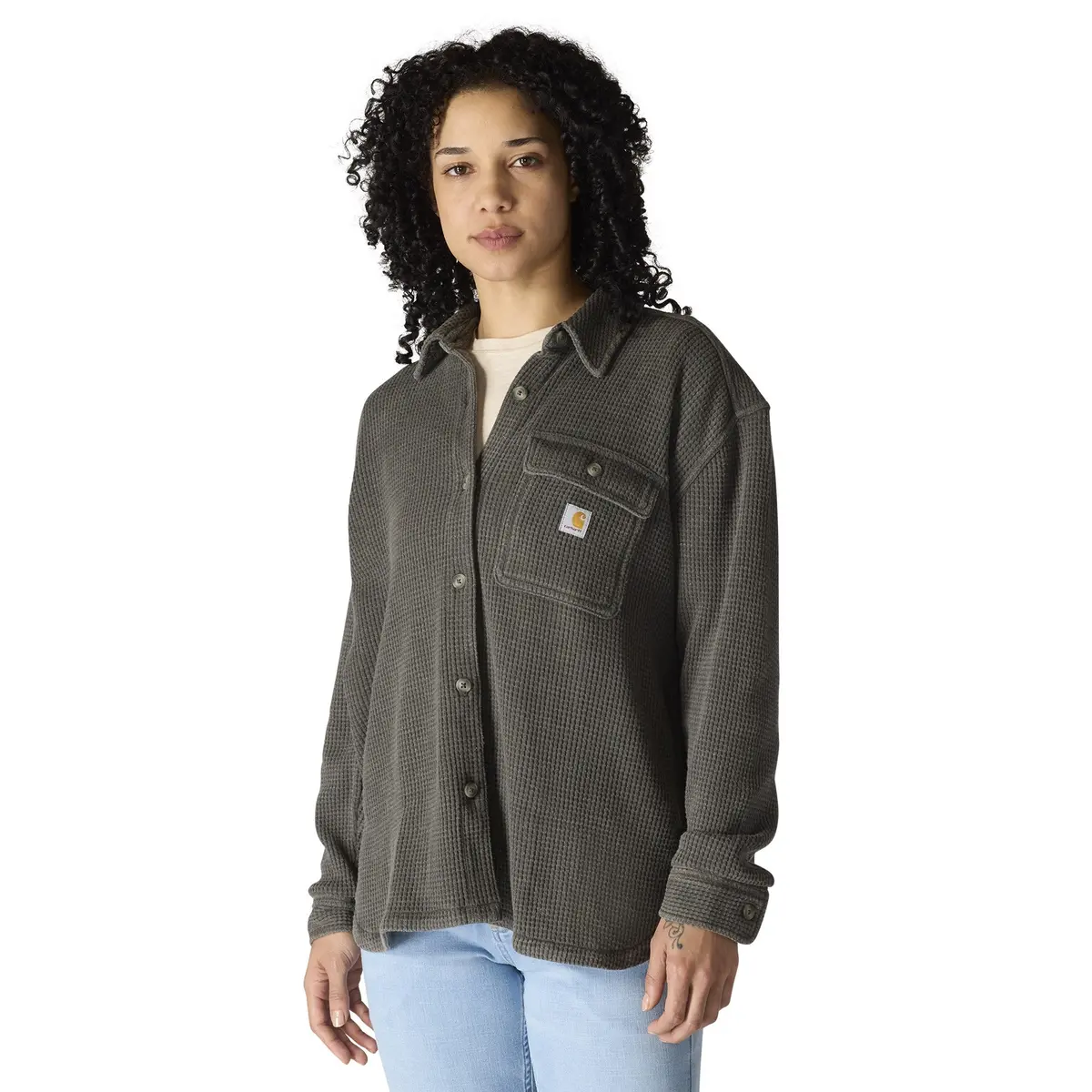 Women's Oversized Fit Heavyweight Waffle Knit Shirt 1