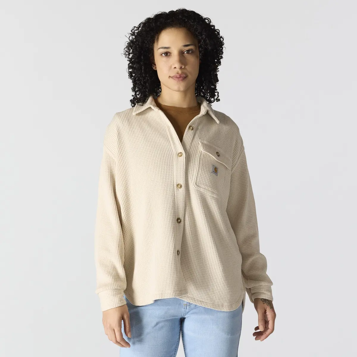 Women's Oversized Fit Heavyweight Waffle Knit Shirt 1