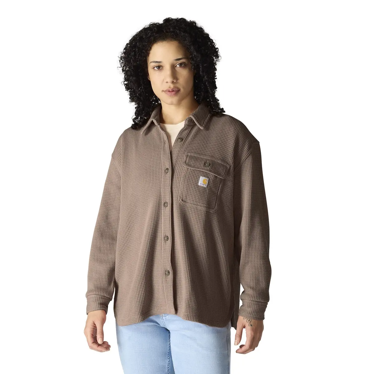 Women's Oversized Fit Heavyweight Waffle Knit Shirt 1