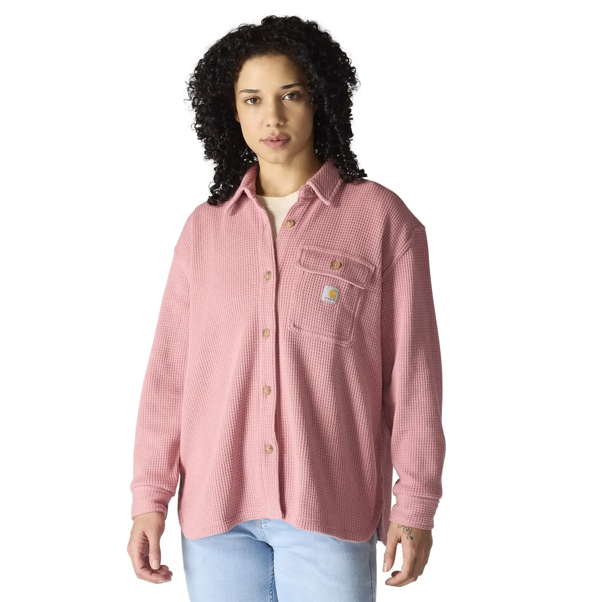 Women's Oversized Fit Heavyweight Waffle Knit Shirt 1