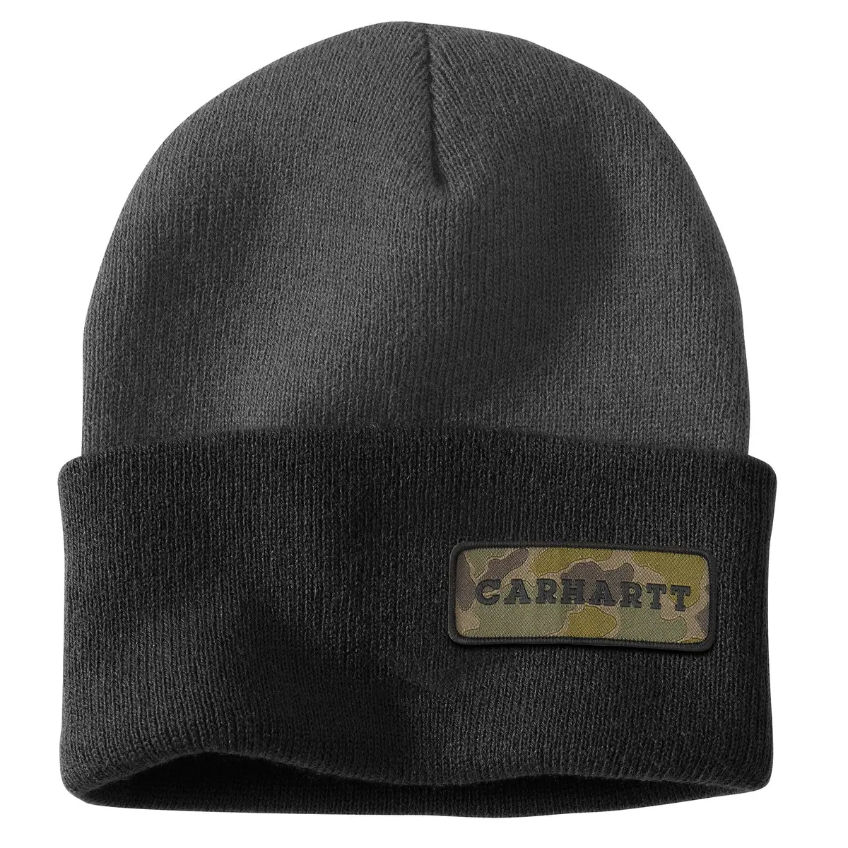 Knit Cuffed Camo Patch Beanie 1