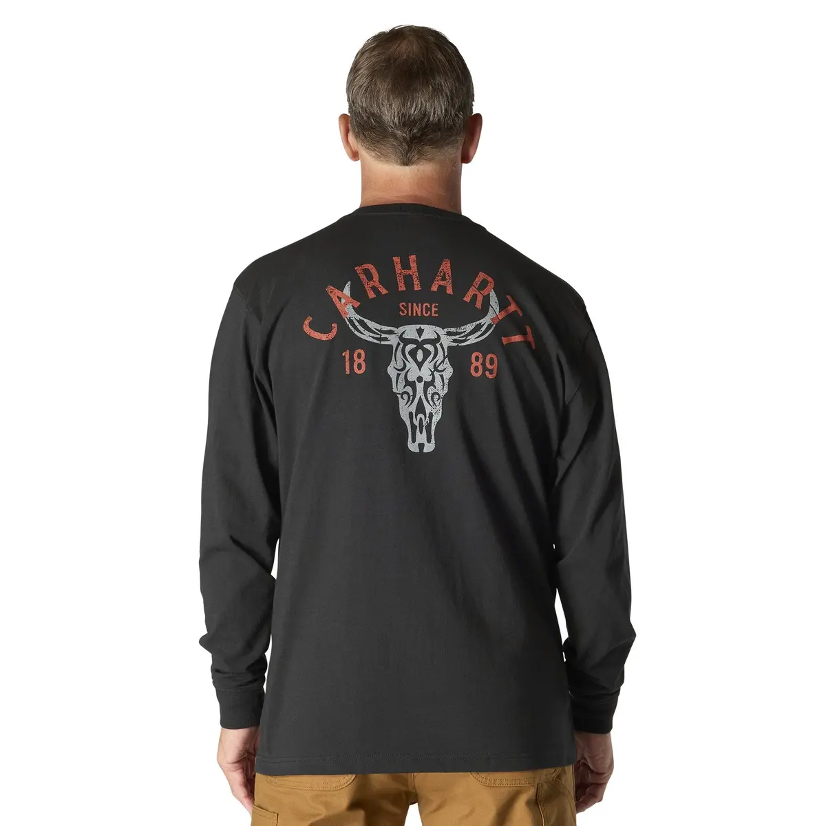 Men's Loose Fit Heavyweight Long Sleeve Longhorn Graphic Shirt 1