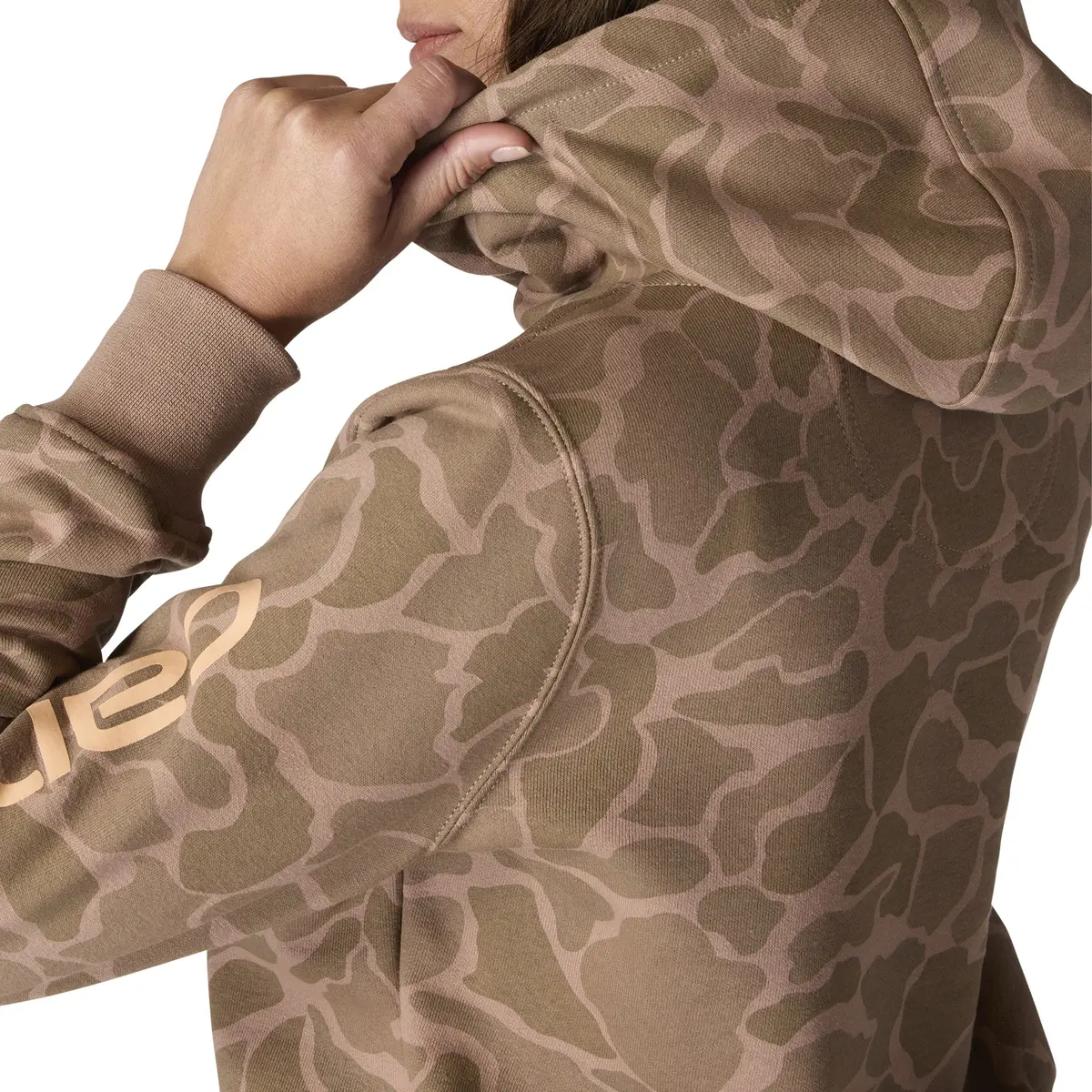 Women's Relaxed Fit Midweight Logo Sleeve Graphic Printed Hooded Sweatshirt 2