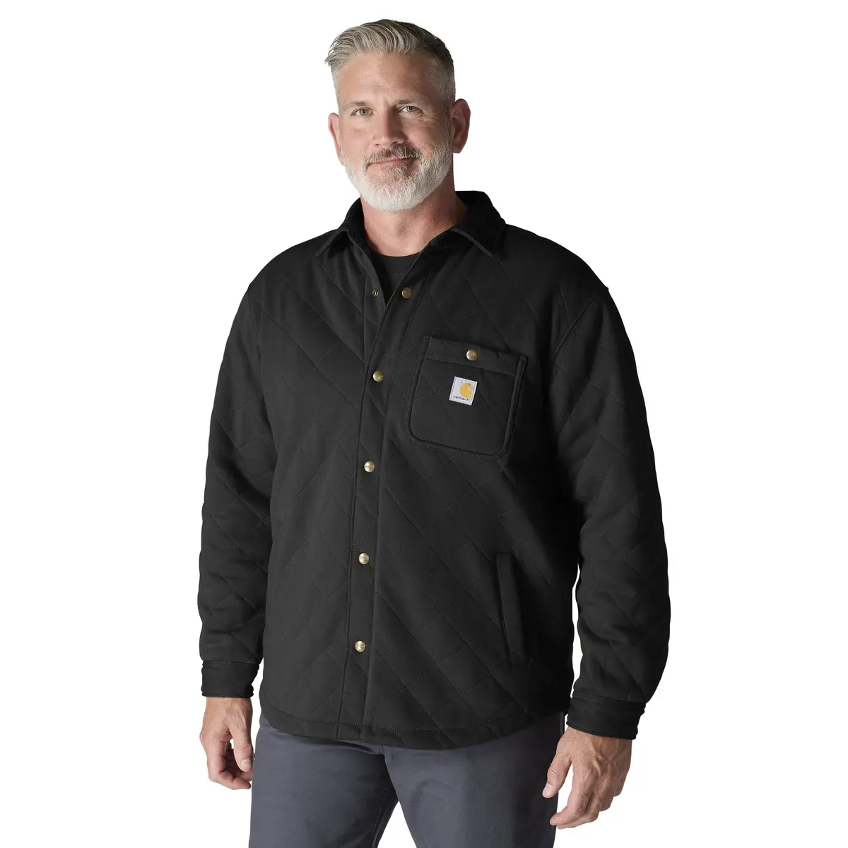 Men's Rain Defender Loose Fit Heavyweight Quilted Snap-Front Shirt Jacket 1