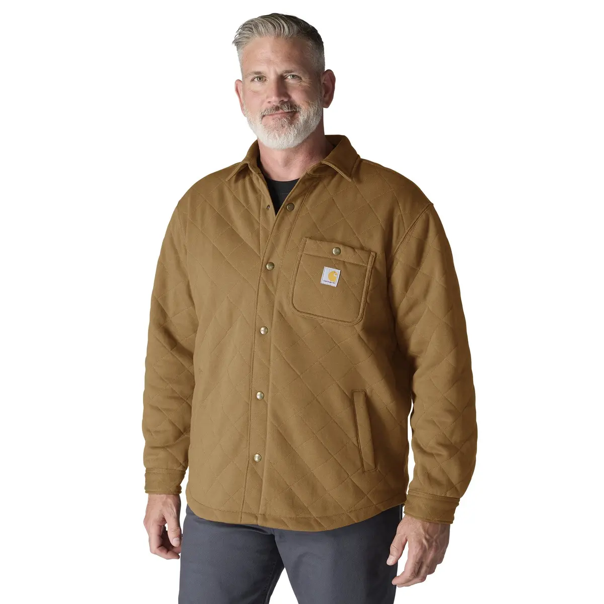 Men's Rain Defender Loose Fit Heavyweight Quilted Snap-Front Shirt Jacket 1