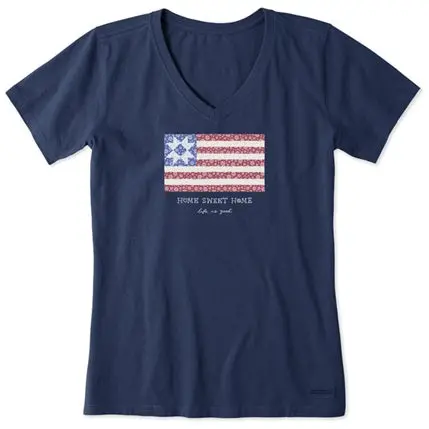 Women's Home Sweet Home Quilted Flag Vee-Tee 1