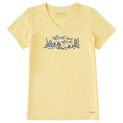 Women's Vintage Sharkscape Crusher-Lite Vee-Tee 1