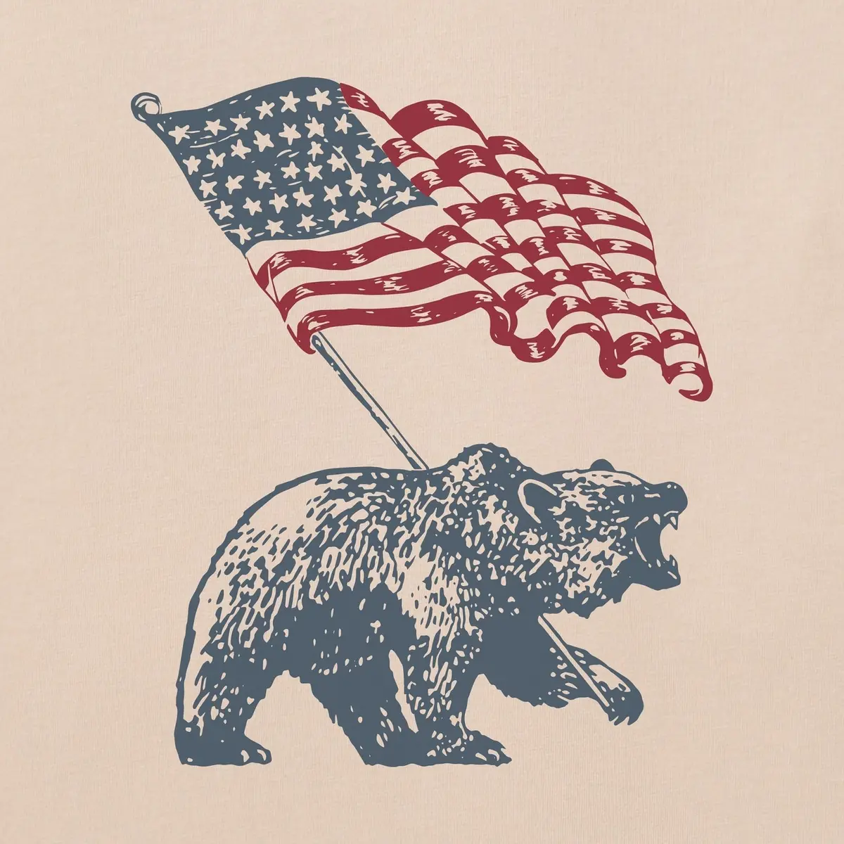 Men's American Bear Flag Short Sleeve Crusher Tee 2