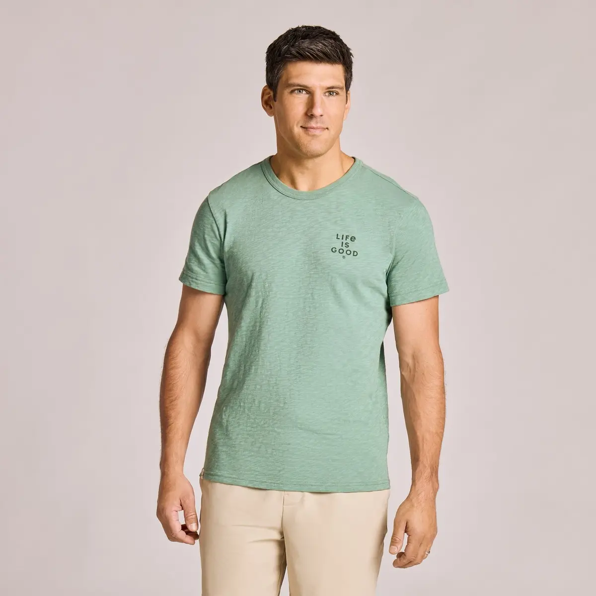 Men's Woodcut Fish Short Sleeve Slub Slim Fit Tee 1