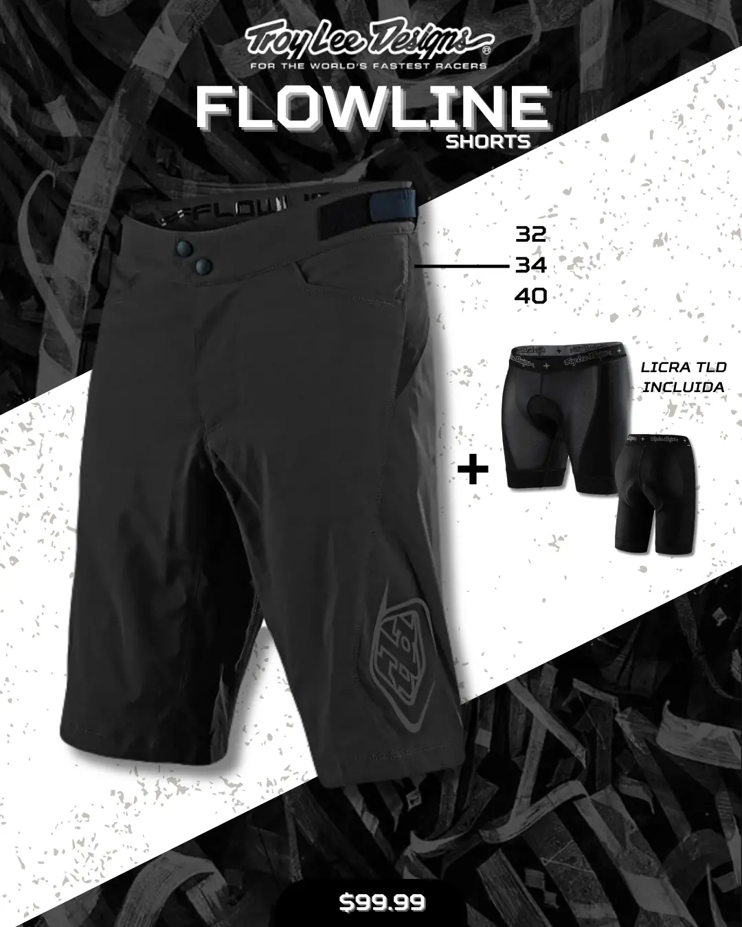 Shorts Troy Lee Designs Flowline Con Licra Tld Incluida 1