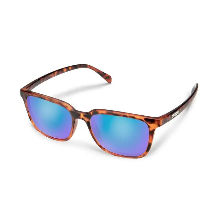 Boundary Matte Tortoise Frame With Polarized Blue Mirror Lens Sunglasses 1
