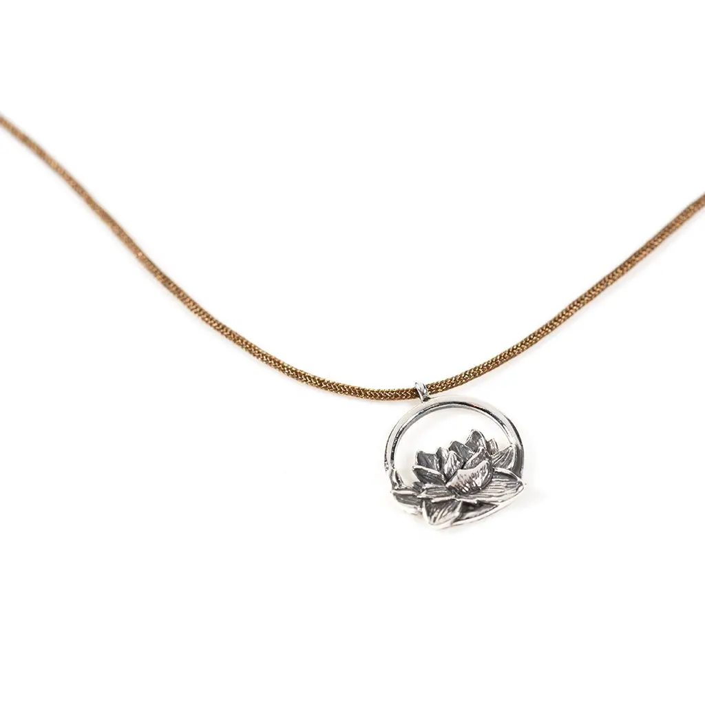 Tiny Charm Necklace - Open Lotus 16" 1