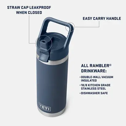 Rambler 18 Oz. Water Bottle With Color-Matched Straw Cap 2