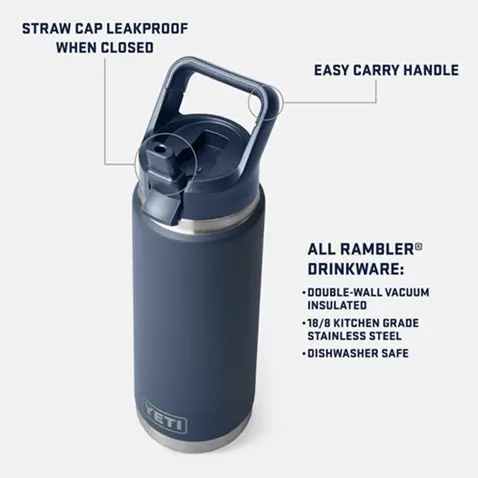 Rambler 26 Oz. Water Bottle With Color-Matched Straw Cap 2