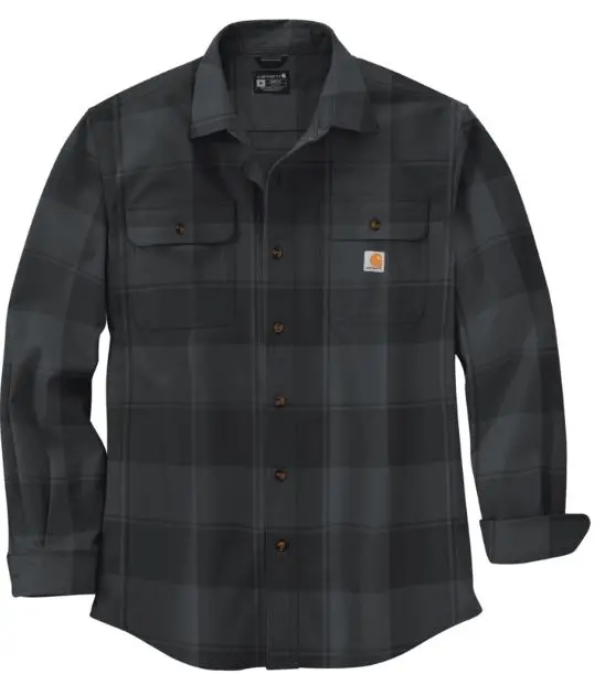 Loose Fit Heavy Weight Flannel Long-Sleeve Plaid Shirt 1