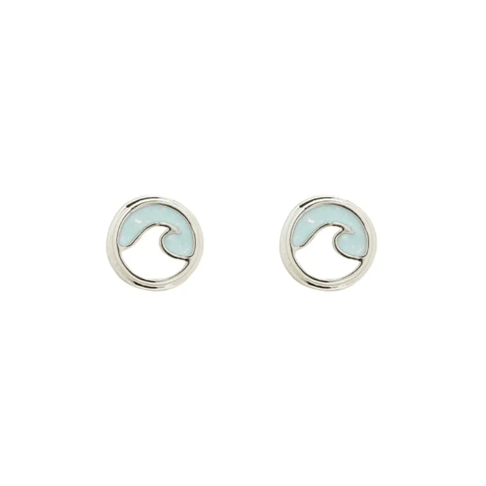 Opal Enamel Wave Stud Earrings 1