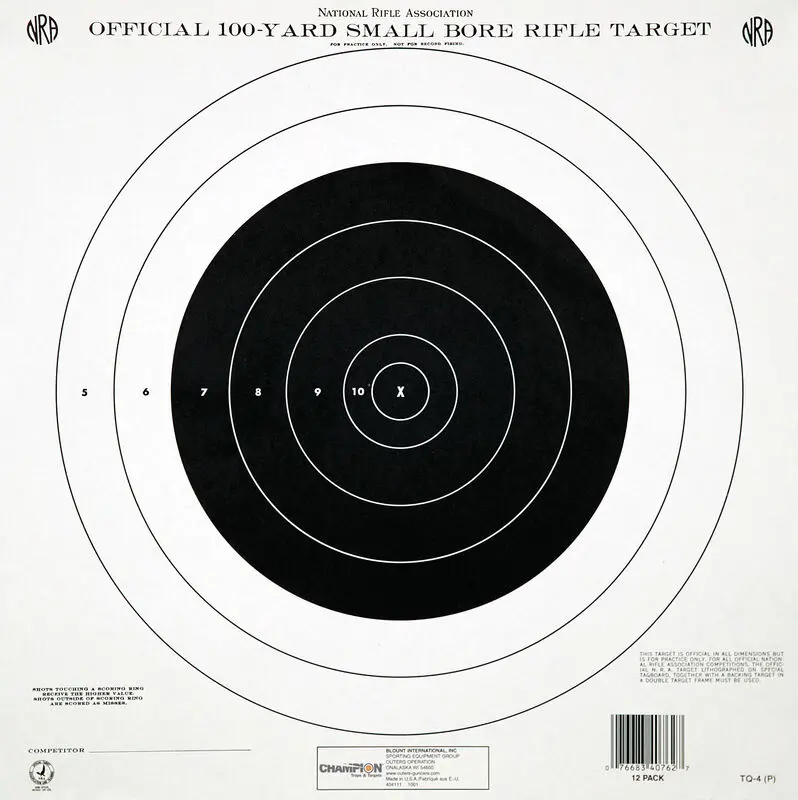 100 Yard Single Bull 12 Pack Nra Targets 1