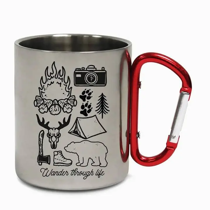 Wander Through Life Carabiner Steel Camping Mug 1