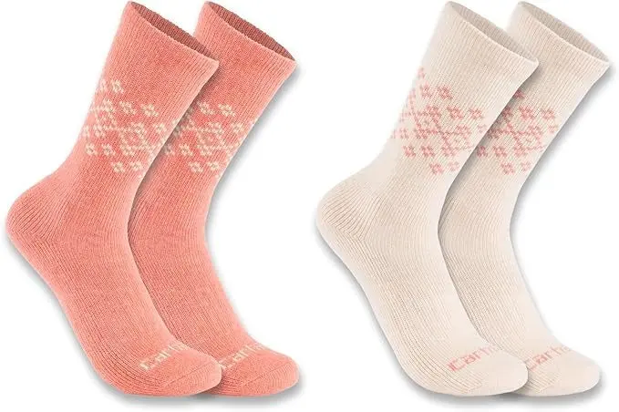 Women's Midweight Synthetic-Wool Blend Fairisle Crew Sock 2 Pack 1