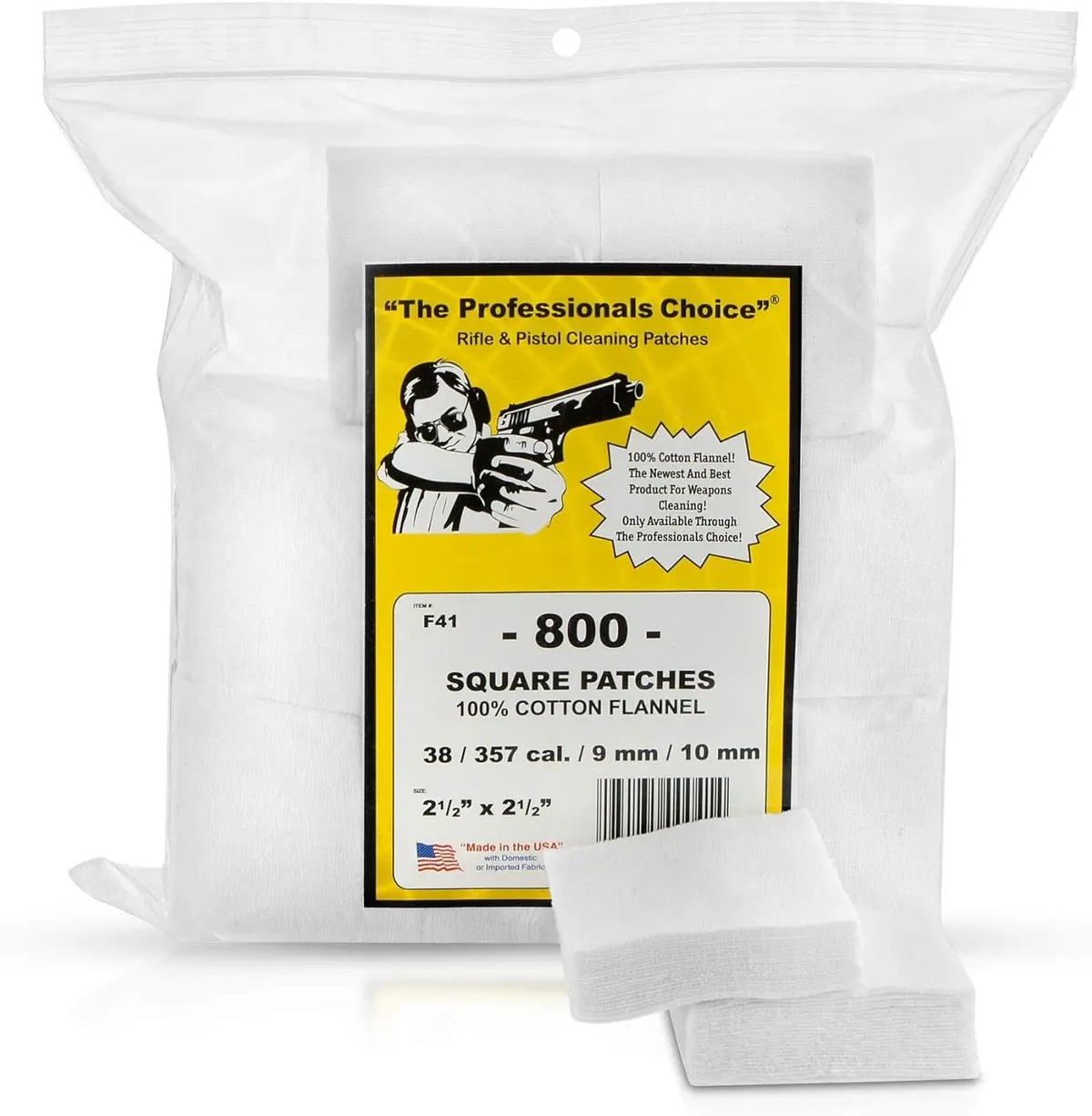 Square Flannel Patch: .38/.357/9Mm/10Mm 800-Pack 1