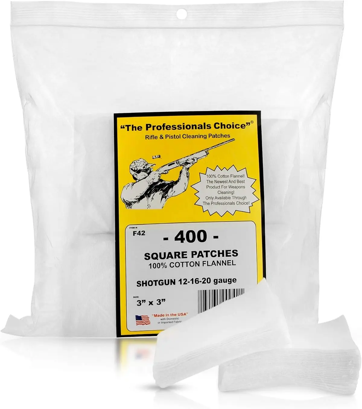 Square Flannel Patch: Shotgun 12, 16, 20 Gauge 400-Pack 1