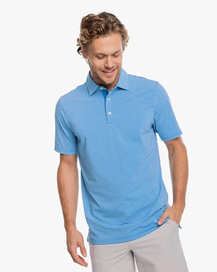 Men's Brrreeze Shores Striped Performance Polo Shirt 1