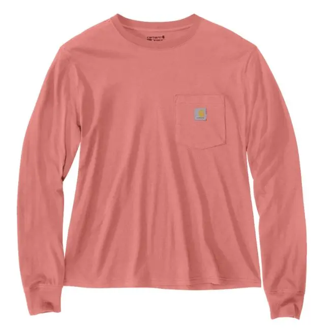 Women's Loose Fit Lightweight Long-Sleeve Crewneck Pocket T-Shirt 1