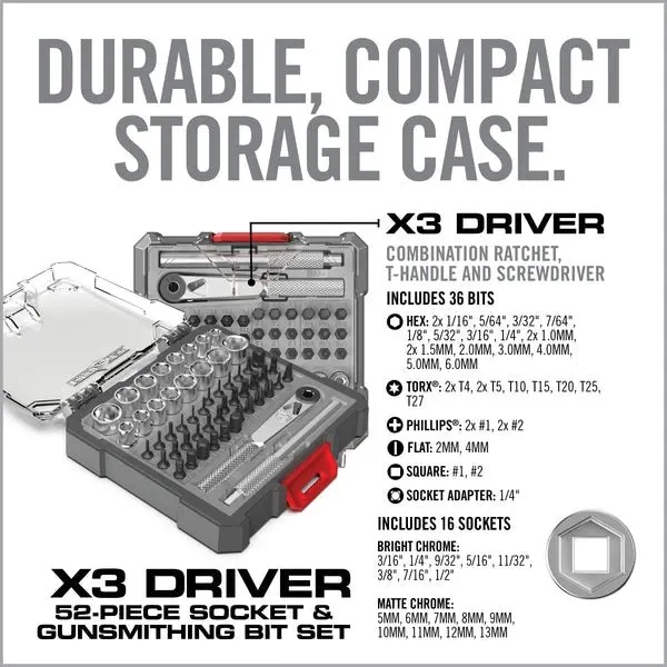 X3 Driver 52-Piece Socket & Gunsmithing Bit Set 2