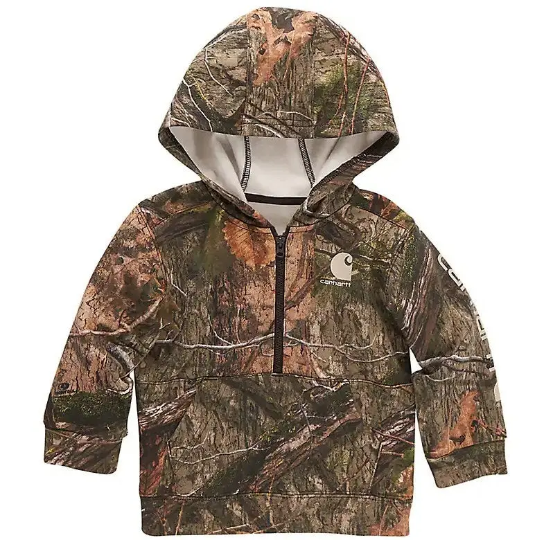 Toddler Long Sleeve Half-Zip Camo Hooded Sweatshirt 1