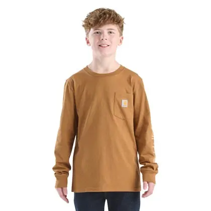 Youth Long-Sleeve Graphic Pocket T-Shirt 1