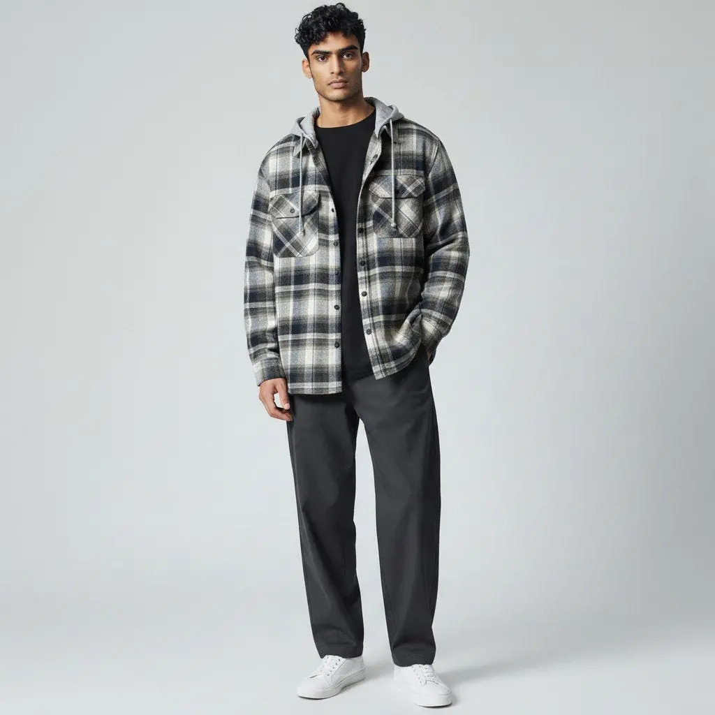 Men's Chuck Button Front Quilt Lined Hood 1
