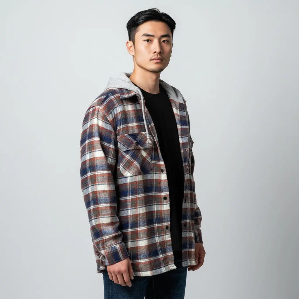 Men's Chuck Button Front Quilt Lined Hood 2