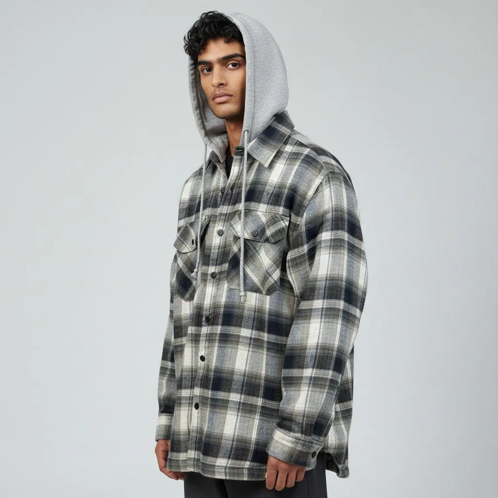 Men's Chuck Button Front Quilt Lined Hood 2