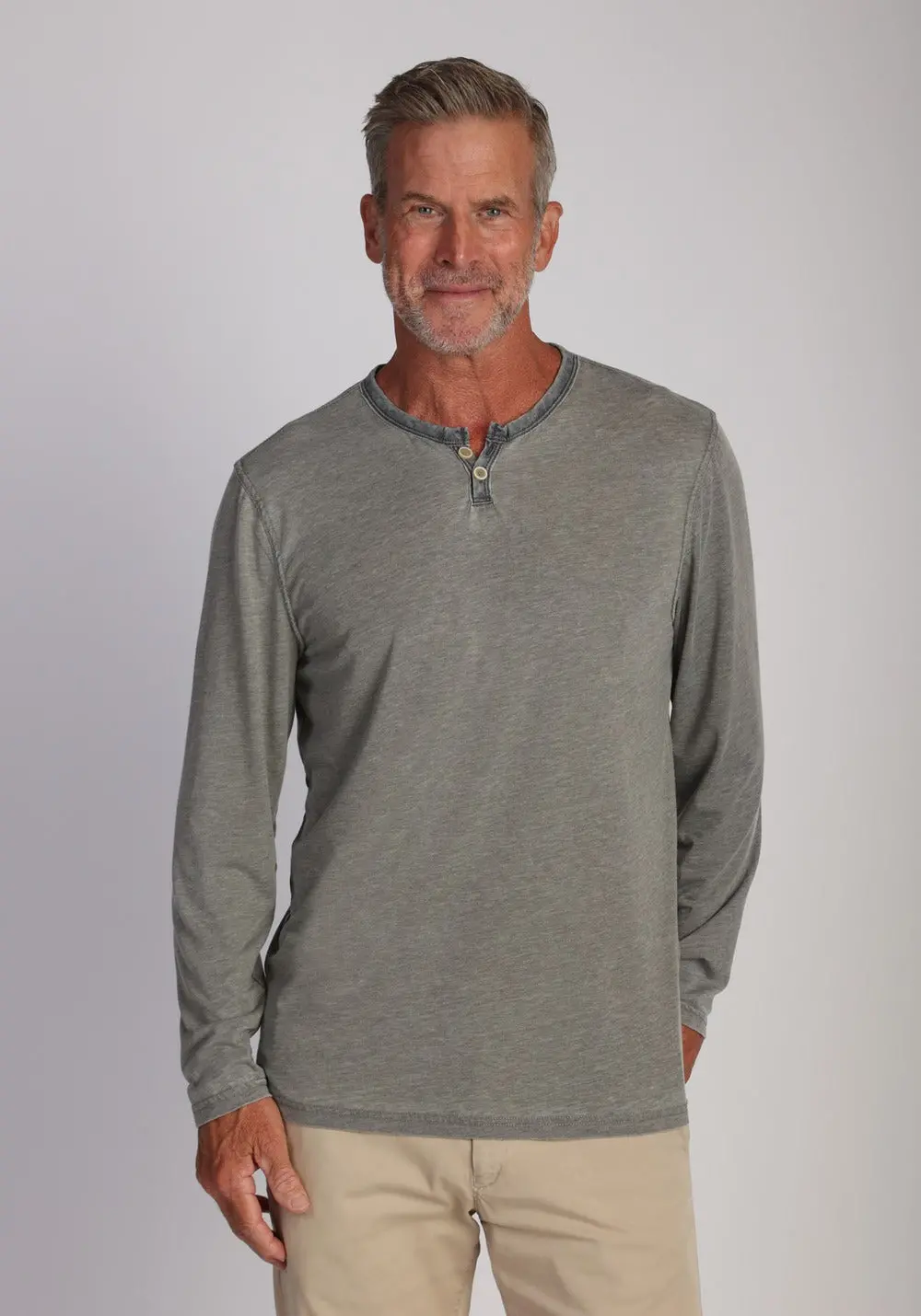 Men's Bowery Burnout Long Sleeve Slit Tee 1