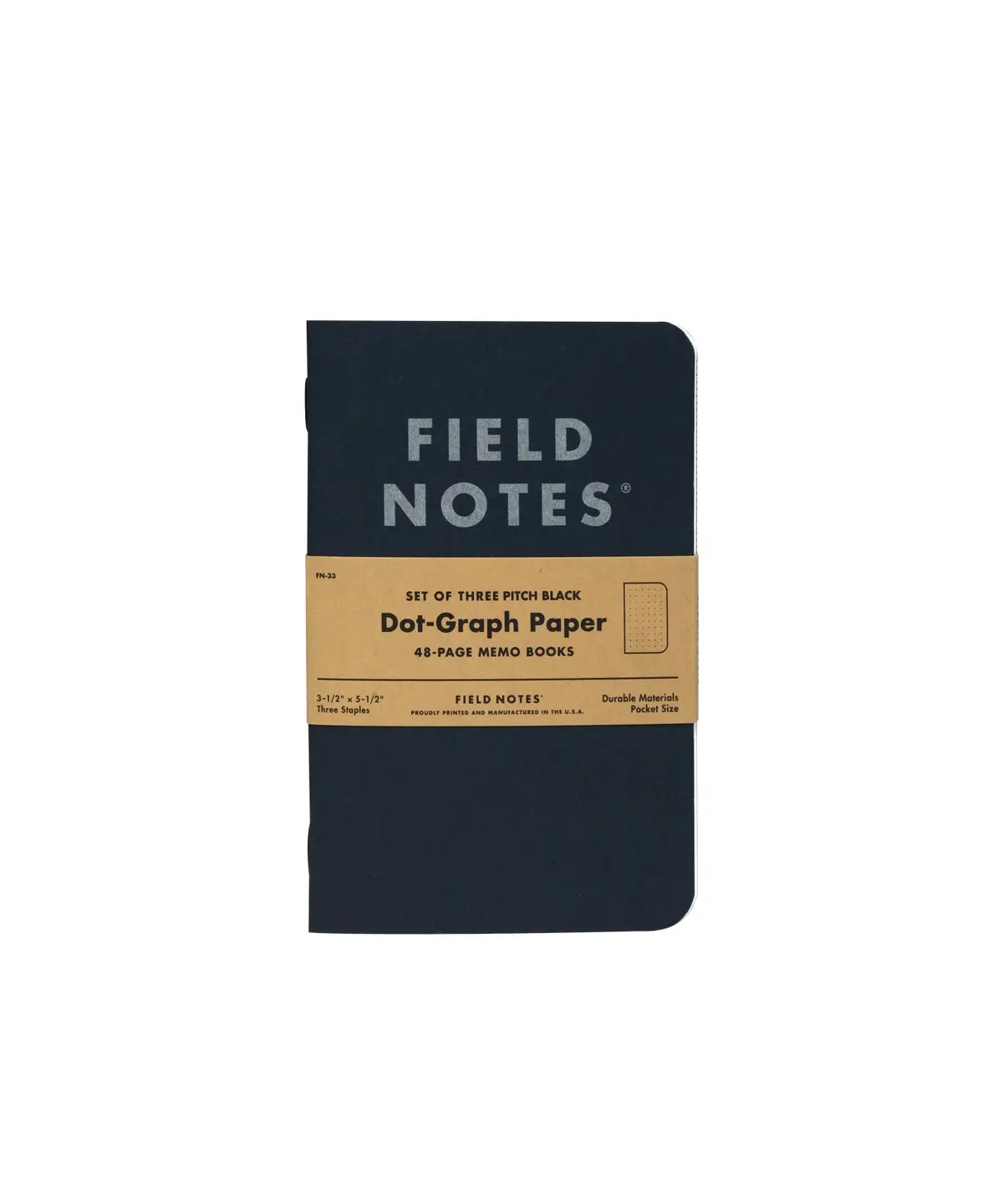 Pitch Black Dot-Graph Paper Memo Books 3-Pack 1