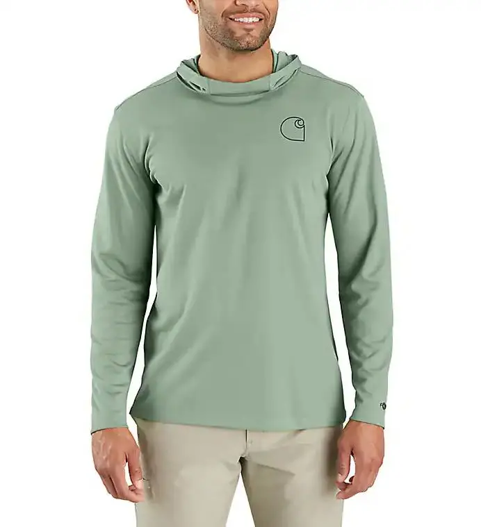 Men's Force Sun Defender Lightweight Long-Sleeve Hooded Logo Graphic T-Shirt 1