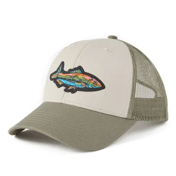 Adult Unisex Fish Mountain Scene Hard Mesh Back Cap 1