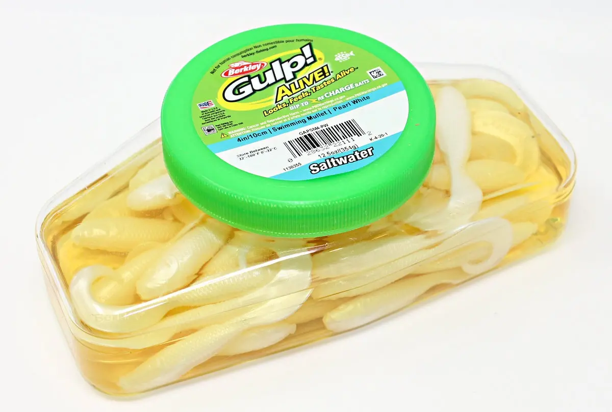 Gulp! Alive! Saltwater Swimming Mullets - (5 Inch Pint Tub) 1
