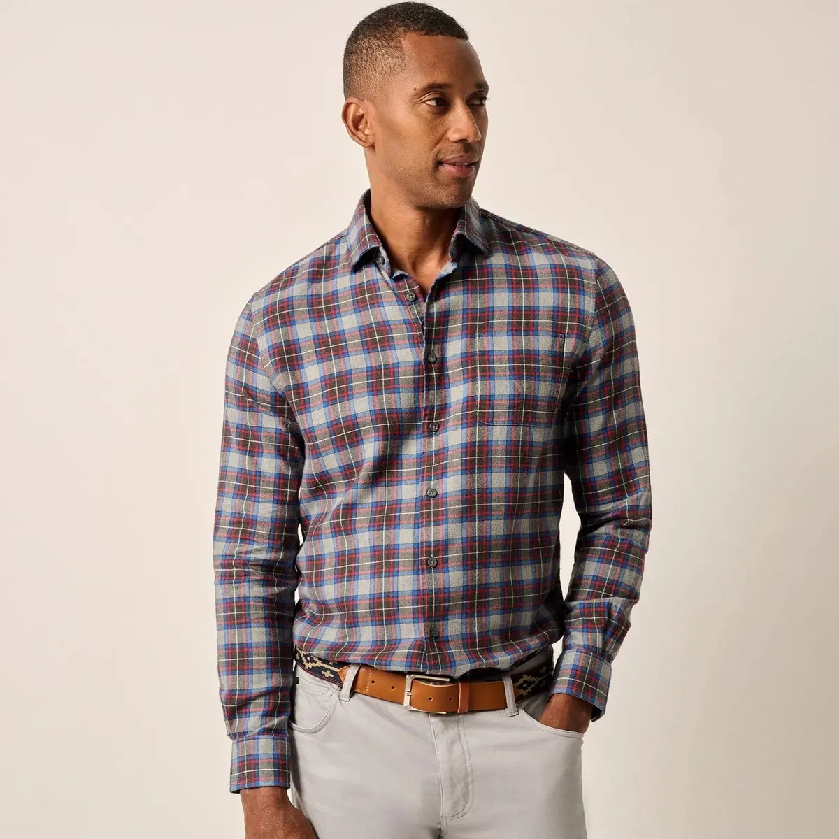 Tucked Cotton Blend Button Up - Gerrard 1